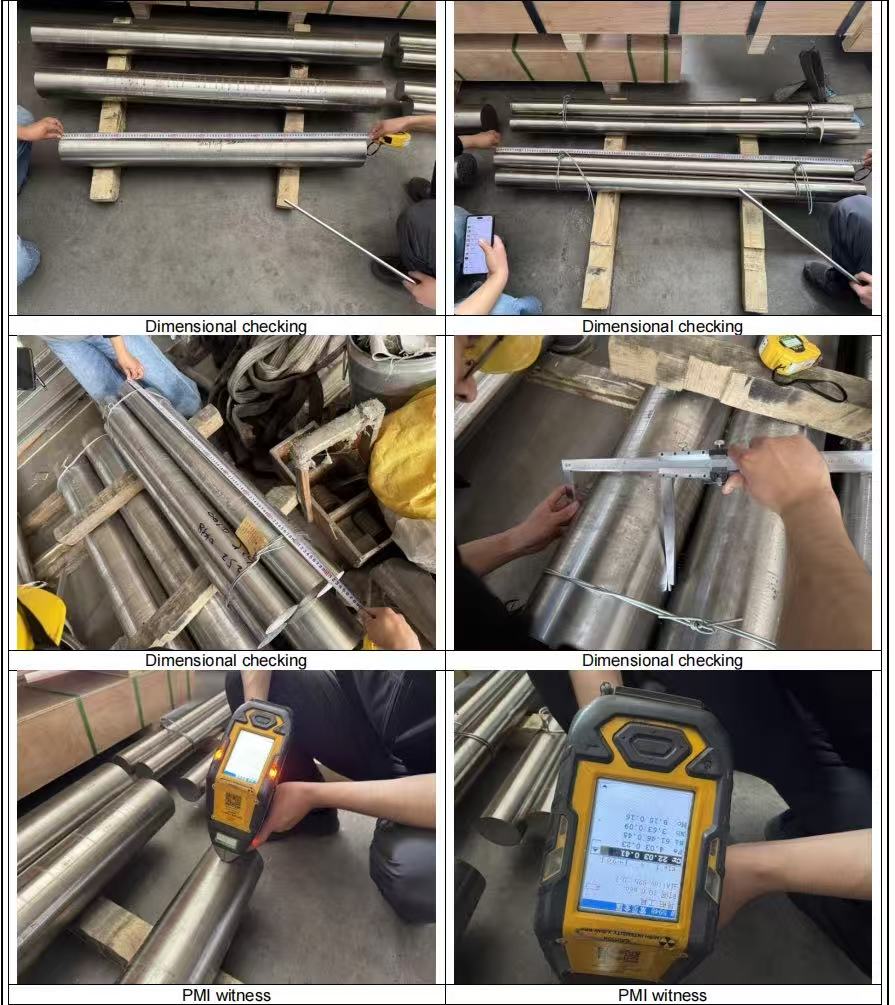 Dimensional Checks & PMI Verification of alloy bars before shipment